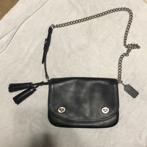 Black leather coach purse